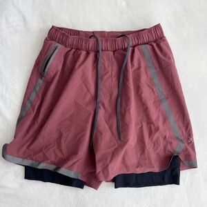 Lululemon Surge Short "6" Layered Stretch-Shell Running Shorts Burgundy
